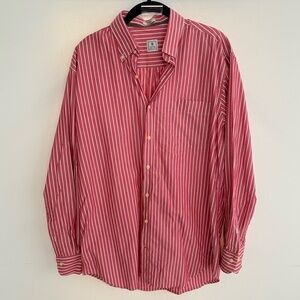 Vintage Peter Millar Red Stripe Button Down Shirt 100% Cotton size medium